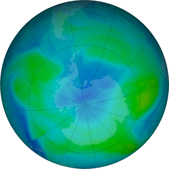 Antarctic ozone map for 04 February 2022